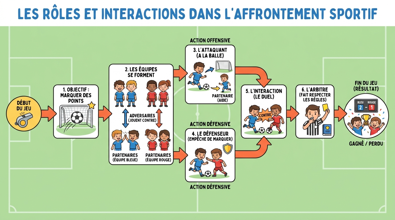Les rôles et interactions dans l'affrontement sportif