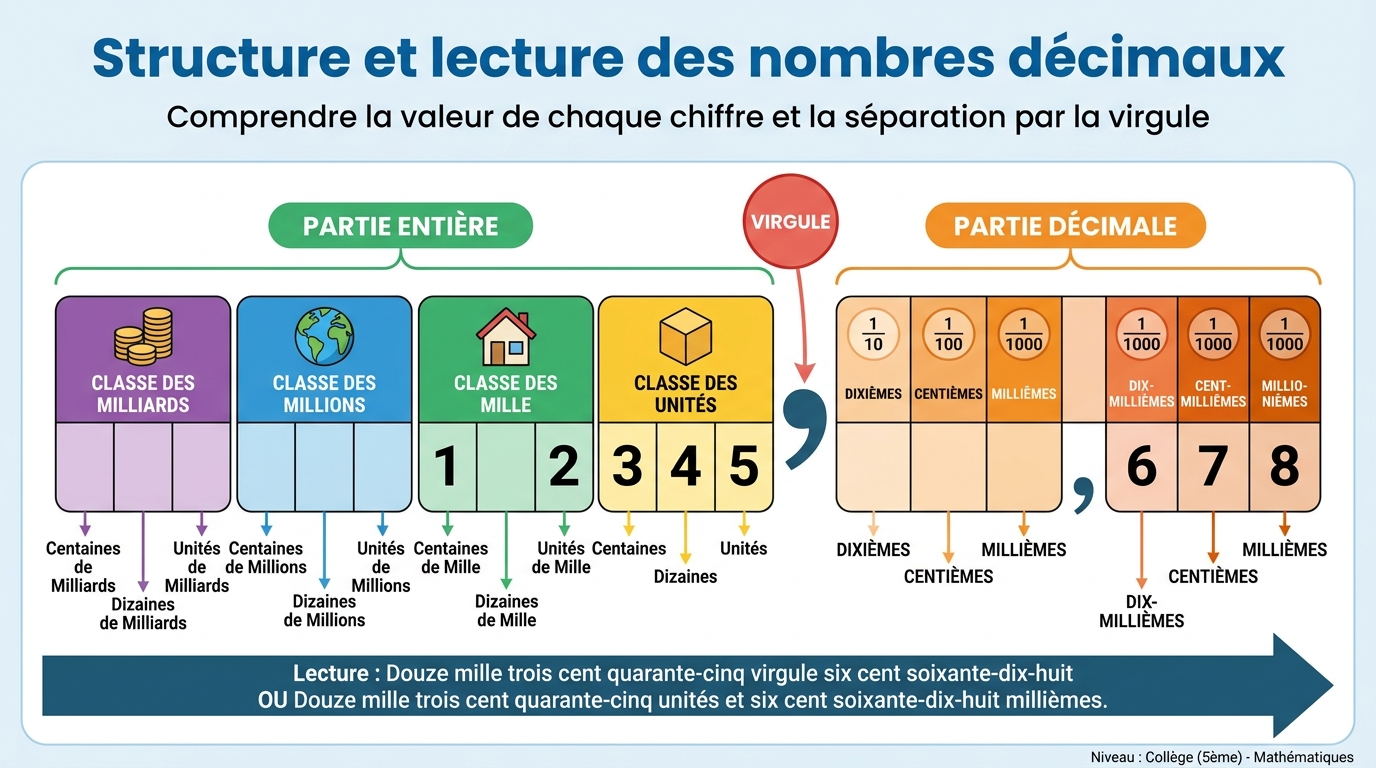 Structure et lecture des nombres décimaux