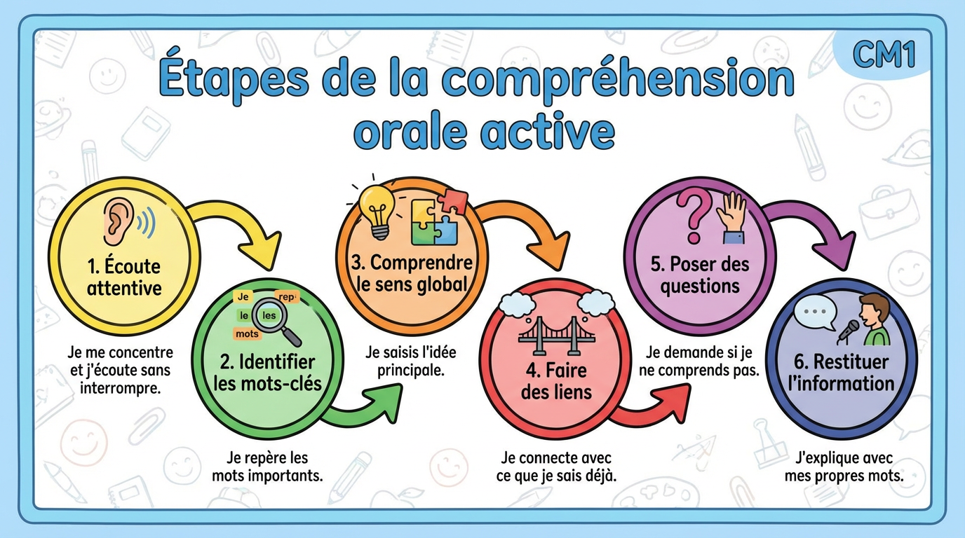 Étapes de la compréhension orale active