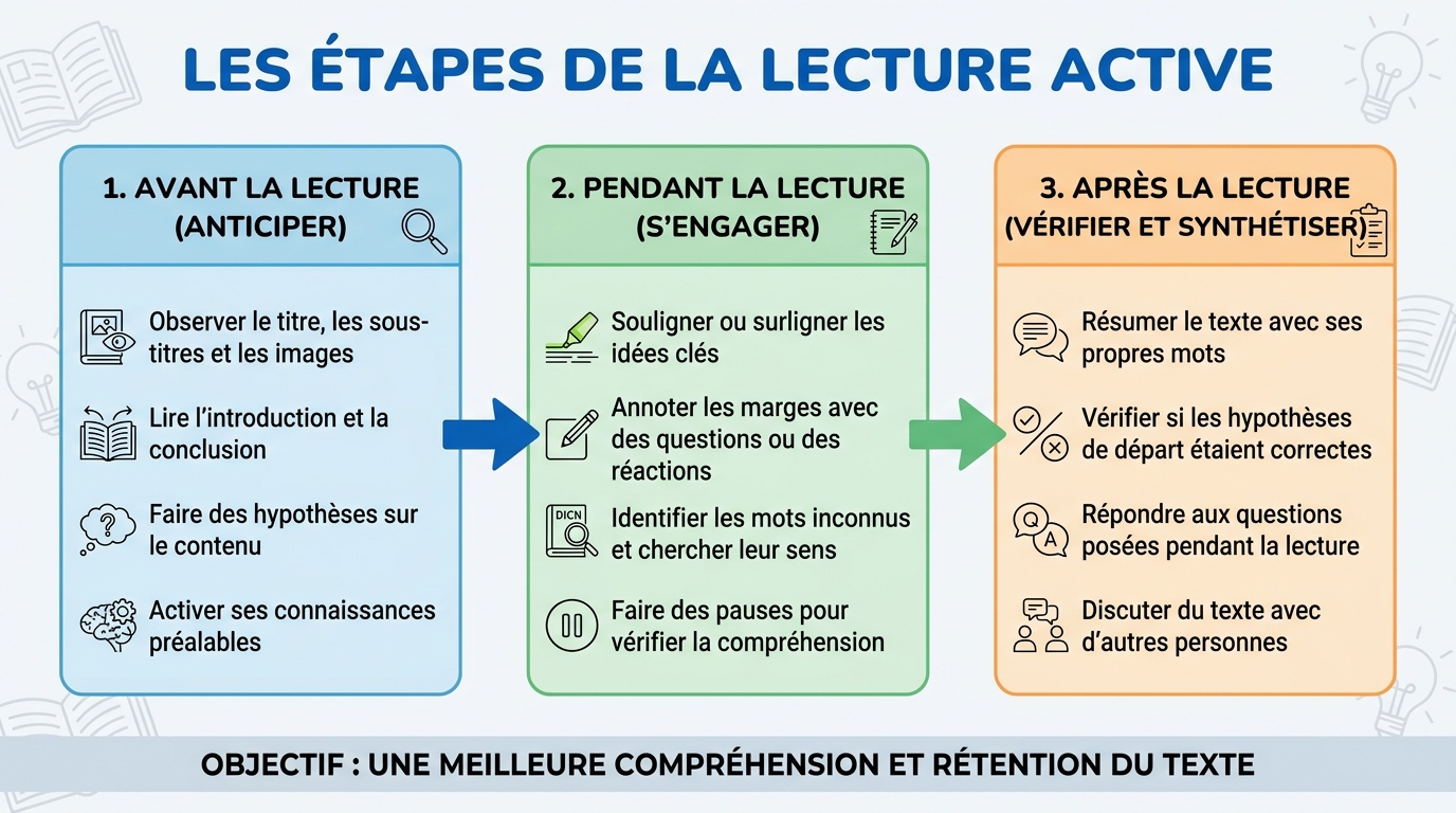 Les étapes de la lecture active