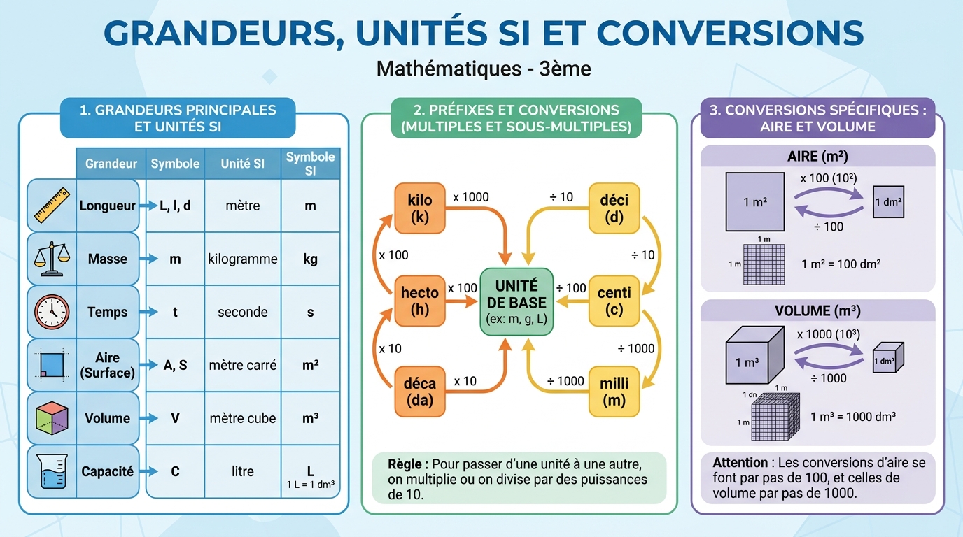 Grandeurs, Unités SI et Conversions